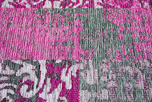 CARPETIA Moderner Teppich Designer Teppich Orientteppich Patchwork Kelim Teppich pink grau Größe 80x150 cm – Bild 5