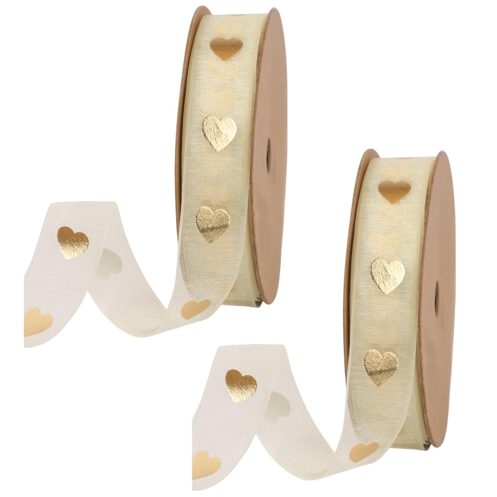 3 Rollen Satinband Mit Herz-Muster – Gold, 2,5mm & 1,6mm Breit, Je 9m Lang, Für Geschenkband & Deko