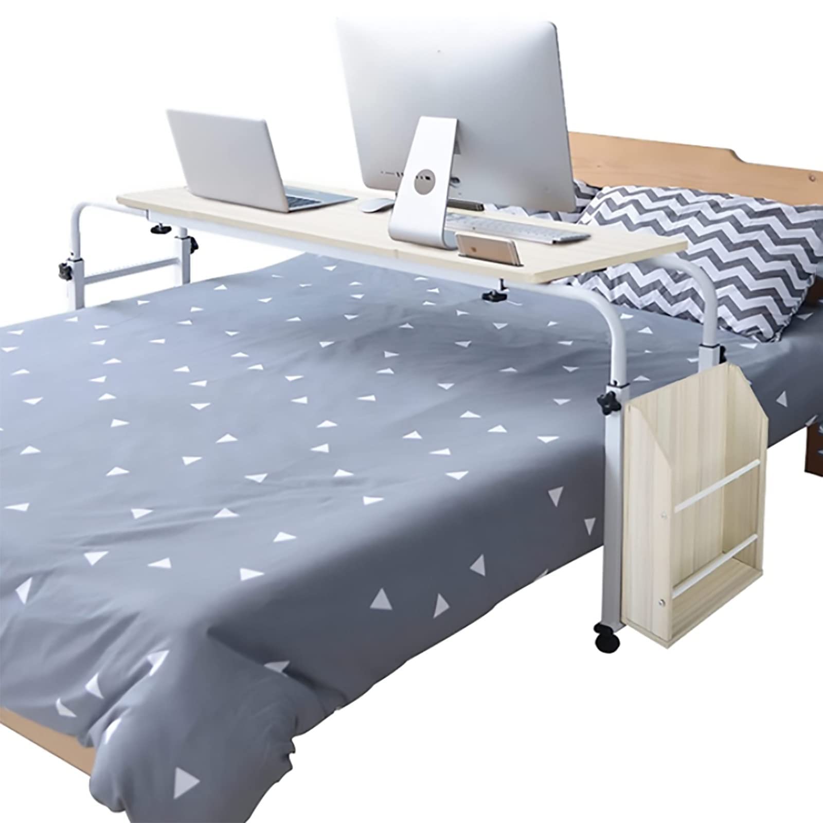 Table de lit réglable avec roulettes pour ordinateur et repas - Modèle A