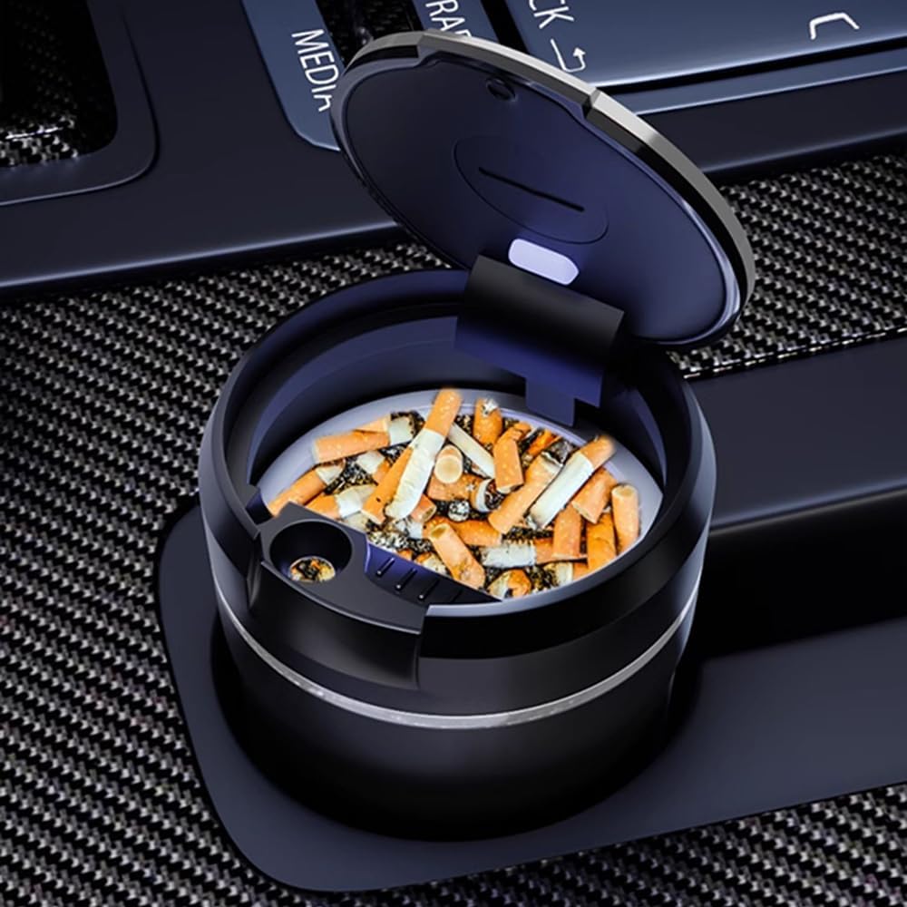 Car Ashtray for Smart #1#3 Multifunctional Portable Trash Can Dustproof Ashtray Smokeless Cigarette Holder Interior Accessories,Gold-12 * 8cm