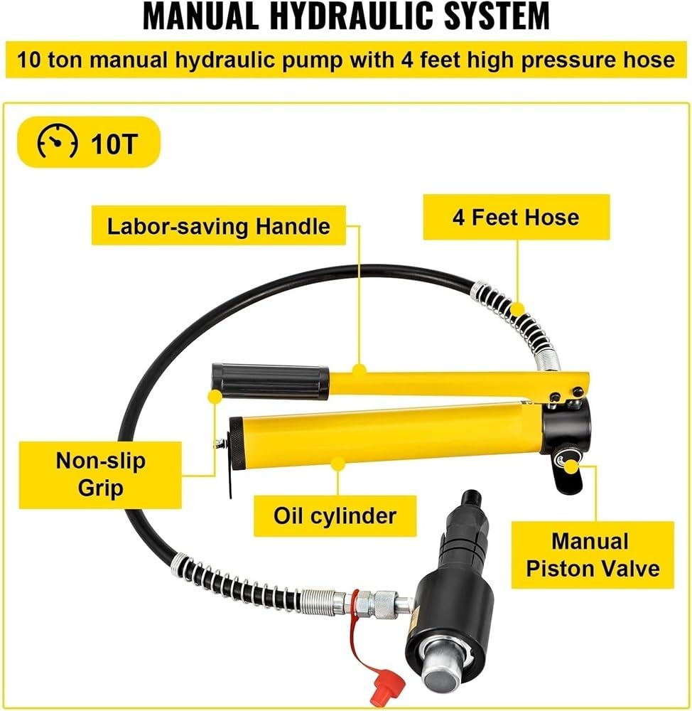 Kit espansore Idraulico per Tubi di Scarico da 1-5/8 a 4-1/4 Pollici, Set di Utensili per l'espansione di Tubi di marmitta per autoveicoli manuali da 10 tonnellate
