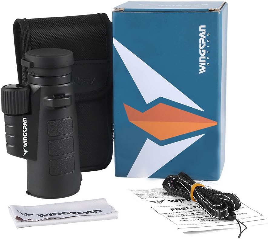Wingspan Optics ProSpotter 10X42 Compact Monocular Scope. New Advanced PrismView Optics Creates Spectacularly Crisp, Brilliant Viewing Experience. Compact and Lightweight. One Hand Focus. Waterproof.