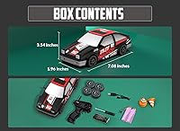 Vista 9 de RACENT Mini auto de deriva RC 1:24, auto de control remoto 4WD de 10 MPH con luz LED, ruedas de carreras y deriva, 2 baterías recargables, juguete