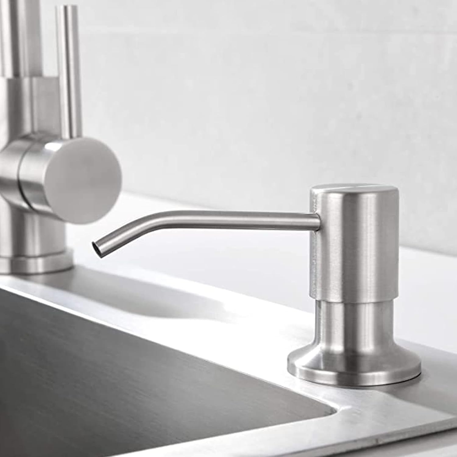 Stainless Steel Sink Soap Dispenser 350ml/11.8oz, Built-in Pump | Liquid Lotion Dispenser Replacement | Kitchen & Bathroom | Durable & Leakproof(350ml)
