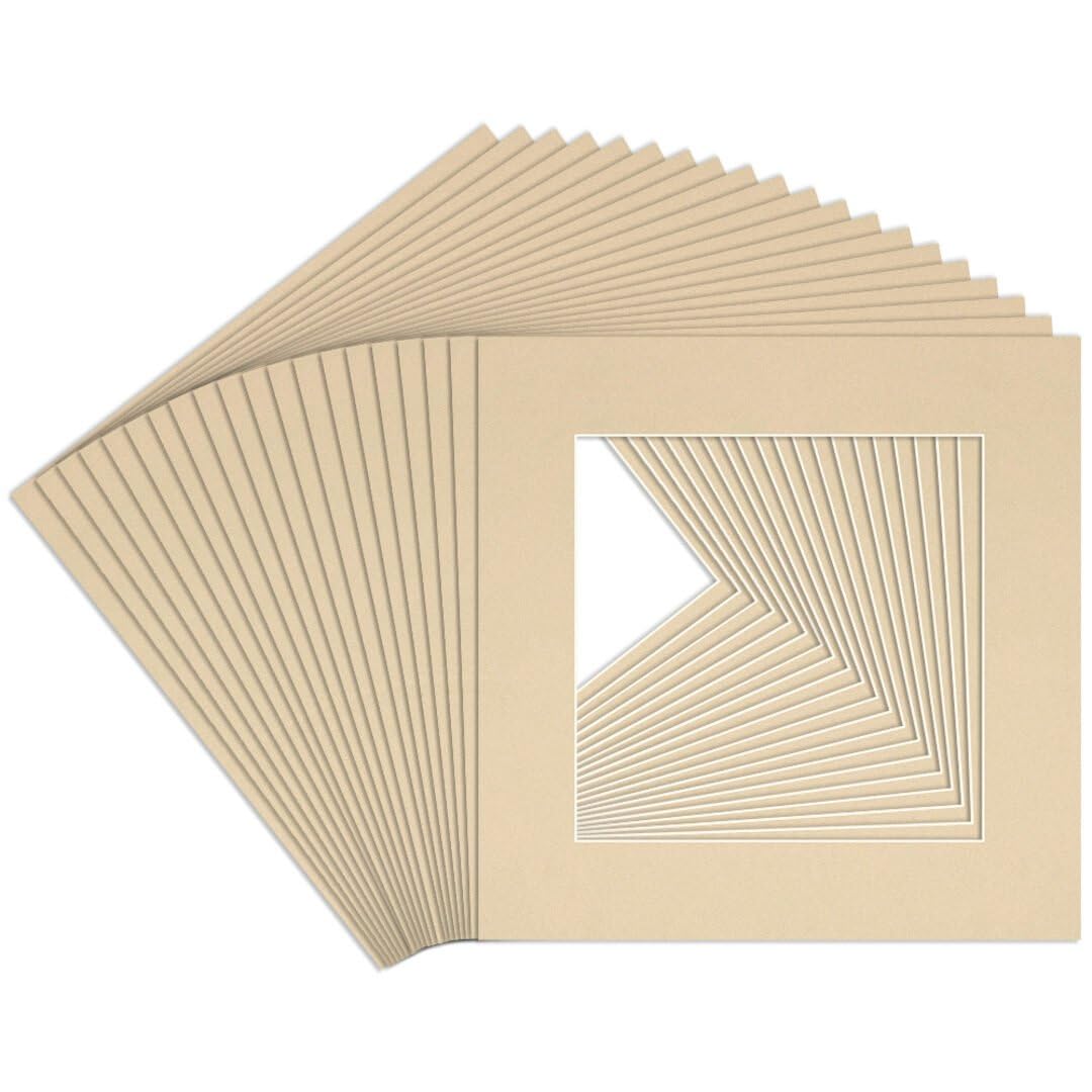 Procut Global 60x60cm Ivory Picture Mounts to Fit 40x40cm Aperture - Precision Cut Cardboard Photo Mount - Ideal for Frames, Prints, Artwork & Certificates - Sizes & Colours Available - 20 Pack
