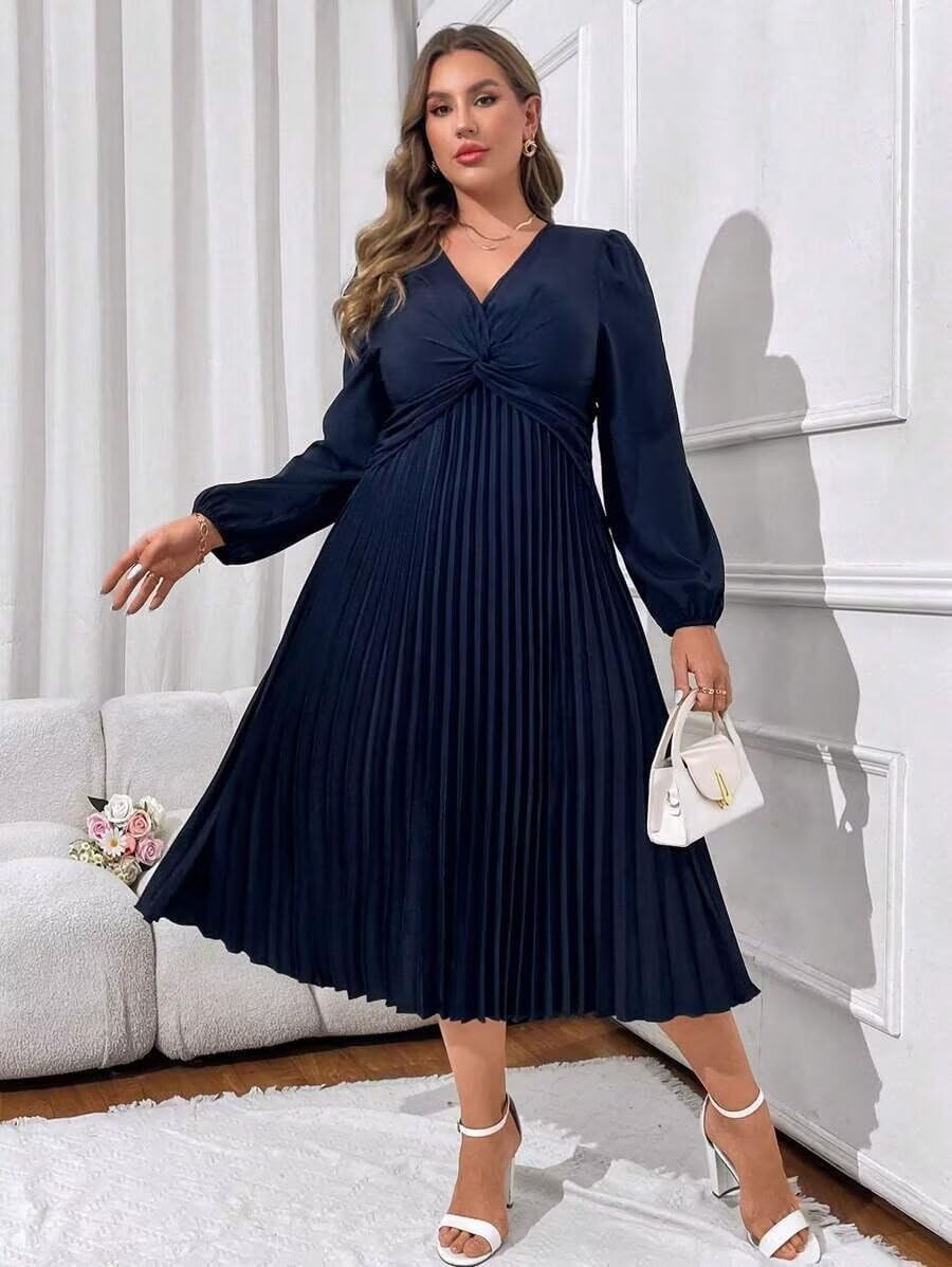 Long Sleeves Wedding Guest Dresses V Neck Pleated Satin Bridesmaid Dress Maxi Formal Gowns - Image 4