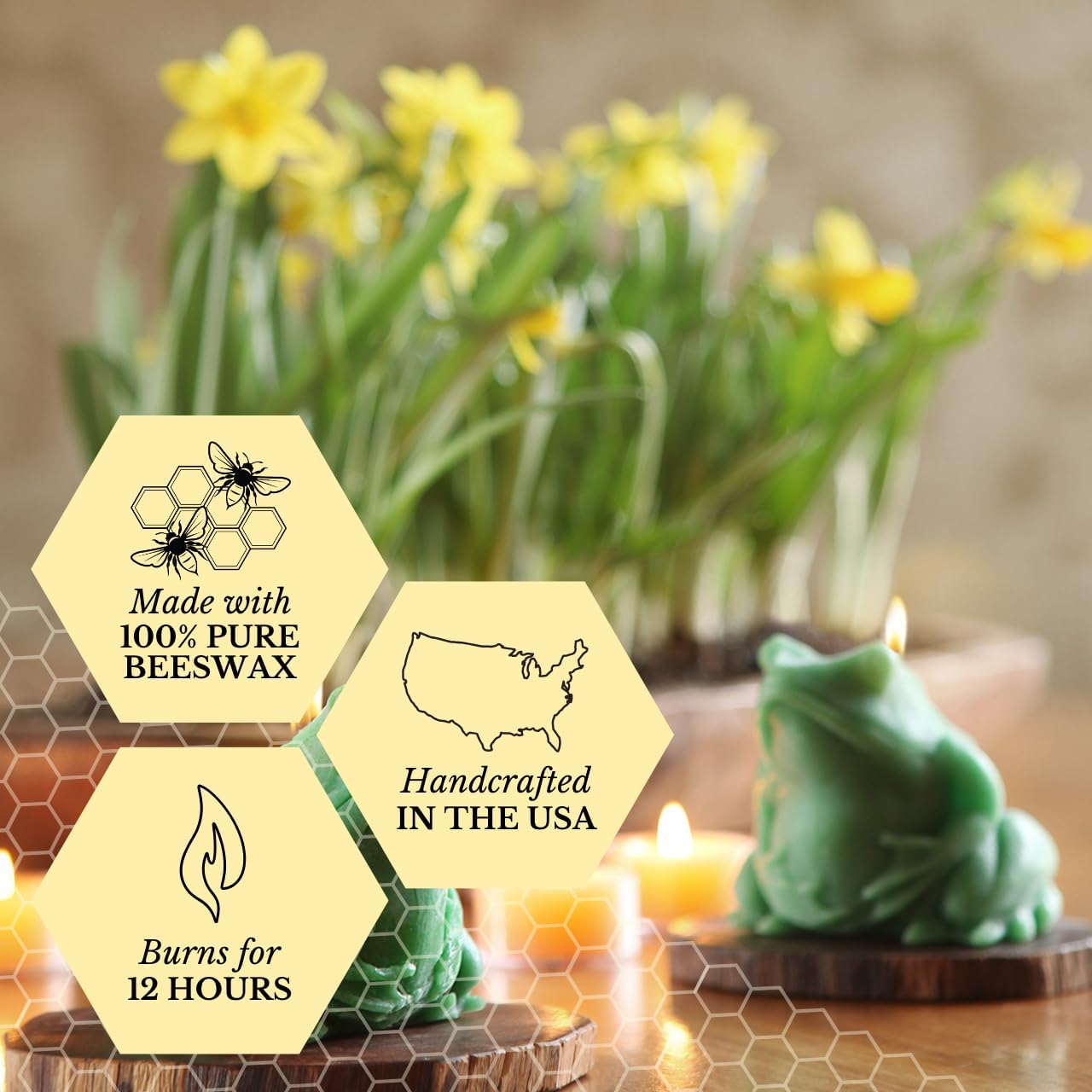Big Dipper Wax Works Beeswax Frog Candle – Green, Hand-Sculpted Pure Beeswax, 2.5” x 3.5”, 24-Hour Burn, Eco-Friendly Unscented Candle, Whimsical Nature-Inspired Spring Décor - view 2