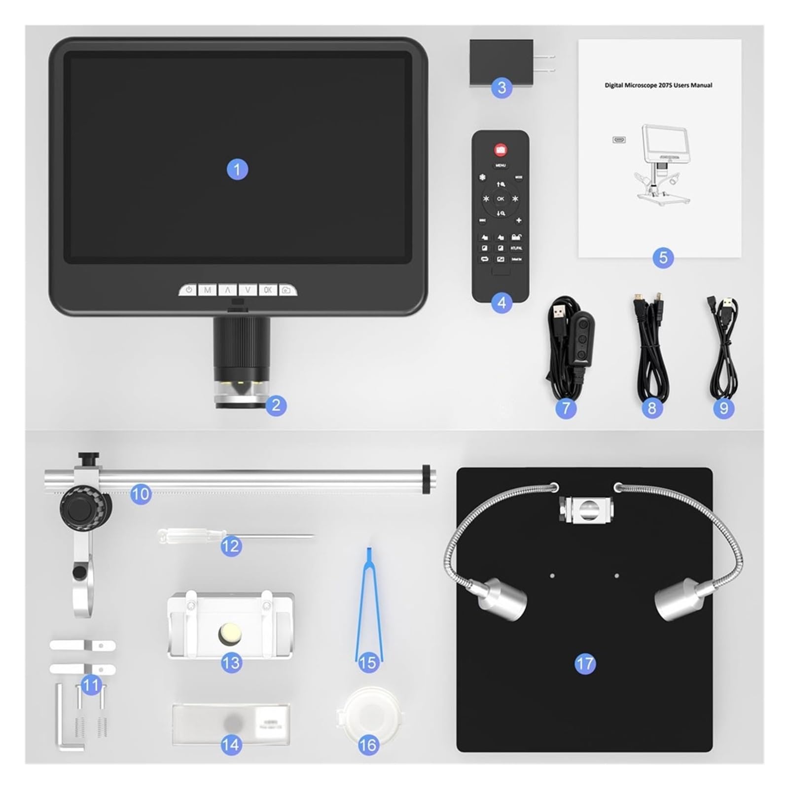 Microscopio, Scopio Digital con Pantalla UHD De 10 Pulgadas Y Soporte 26 Cm For Soldadura Reparación Dispositivos Electrónicos