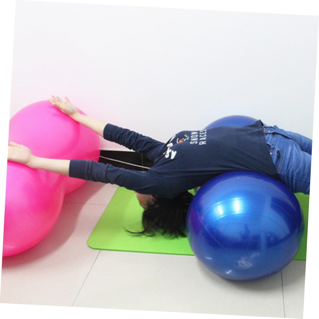 Anti Burst Fitness Ball Erbsenform Dicker Pilates Gymnastikball Balance Stabilitäts Training für Yoga Home Gym Workouts Rosa