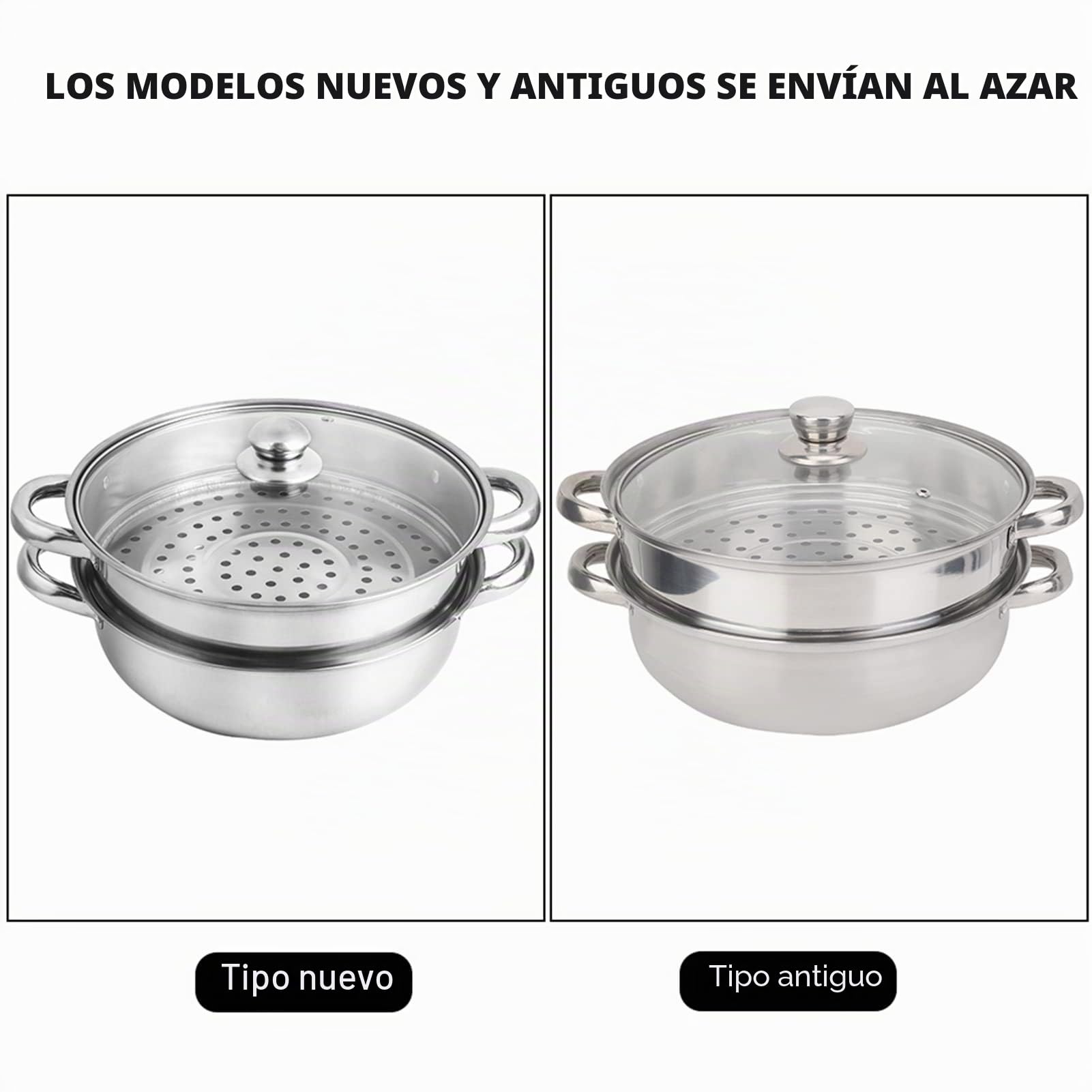 Juego de Ollas de Vapor y Sartenes de Cocina, Acero Inoxidable, 2 Capas, Vaporizador de Alimentos, Olla de Stock, Mango Humanizado, Vaporizador de Carne y Verduras, Diseño Poroso