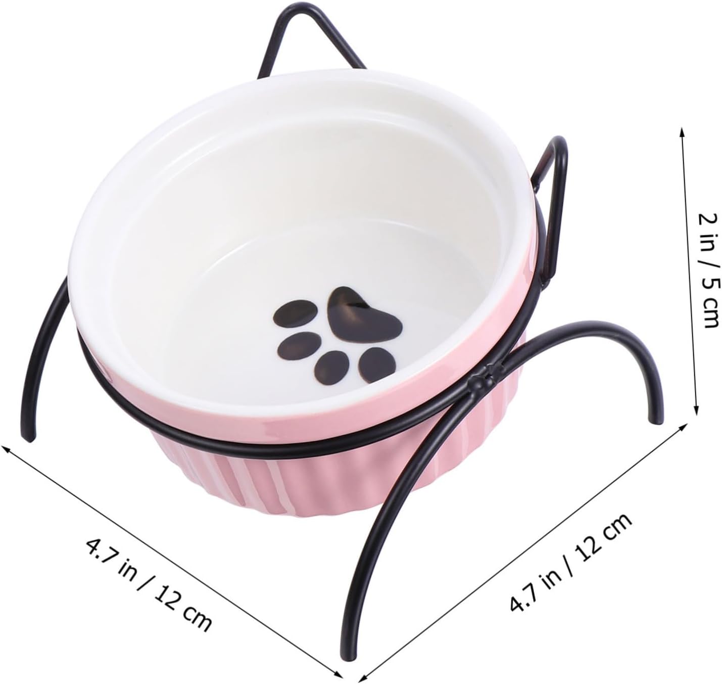 YARNOW 4PCS Elevated Ceramic Cat Bowls Metal Stand Tilted Raised PET Food Dish Set for Cats Non-Slip and Easy to Clean