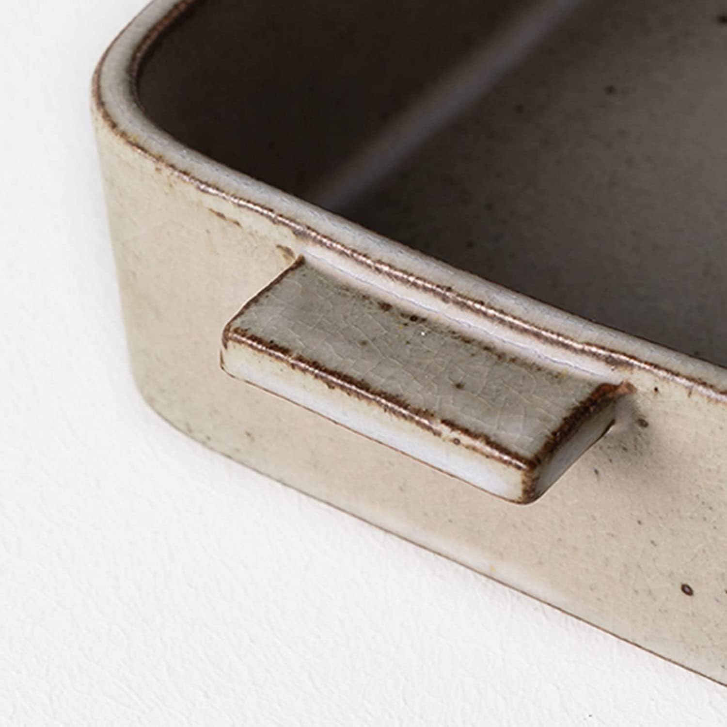 Lasagne Dish Large Deep, Rectangular Lasagne Pan With Handle,Ceramic Bakeware Pan, Porcelain Baking Dish Oven Proof-gray-28oz 800ml