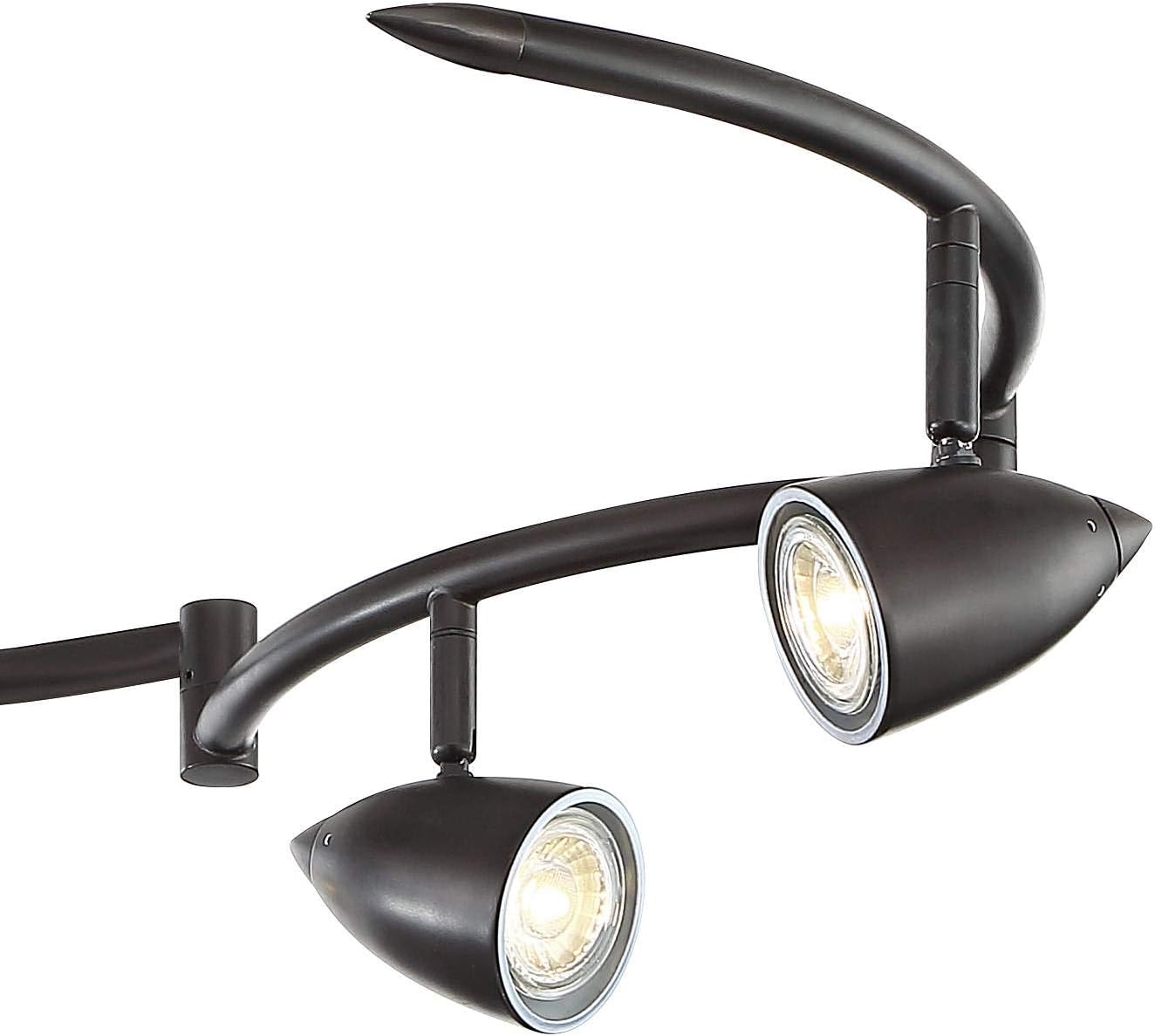 Pro Track Heavy Duty Axel 6-Head LED Ceiling Track Light Fixture Kit Spot-Light GU10 Dimmable Black Metal Farmhouse Rustic Industrial Large Kitchen Bathroom Living Room Dining Hallway 72" Wide