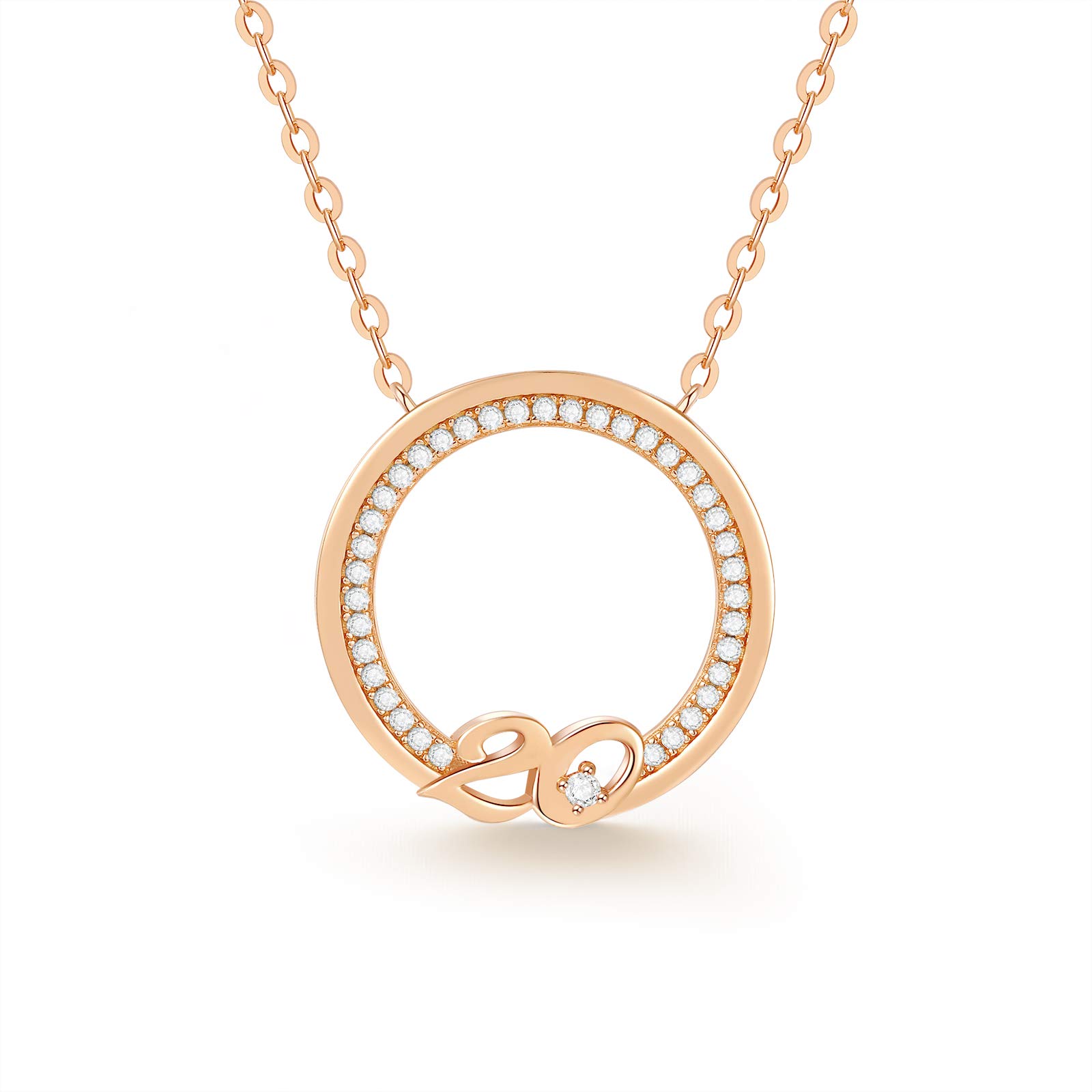 CDE 50th Birthday Gifts for Women 925 Sterling Silver Circle Pendant Necklaces, Anniversary Birthday