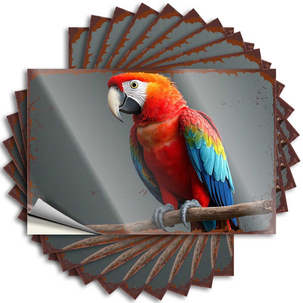 Stickers The Room Decorations Gamer Southern Cover Colorful Macaw Parrot Perched On Branch - Scratch Resistant Stickers(12X18CM)