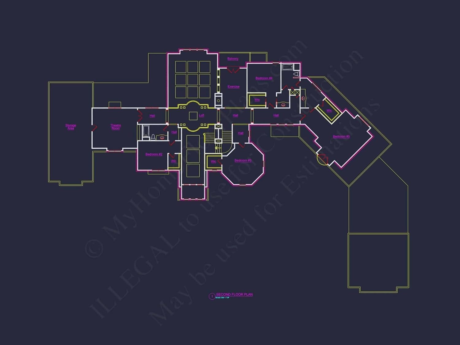 8-1897 House Plan - Luxury House Plan with 5 Bedrooms, CAD Designs & Vaulted Ceilings