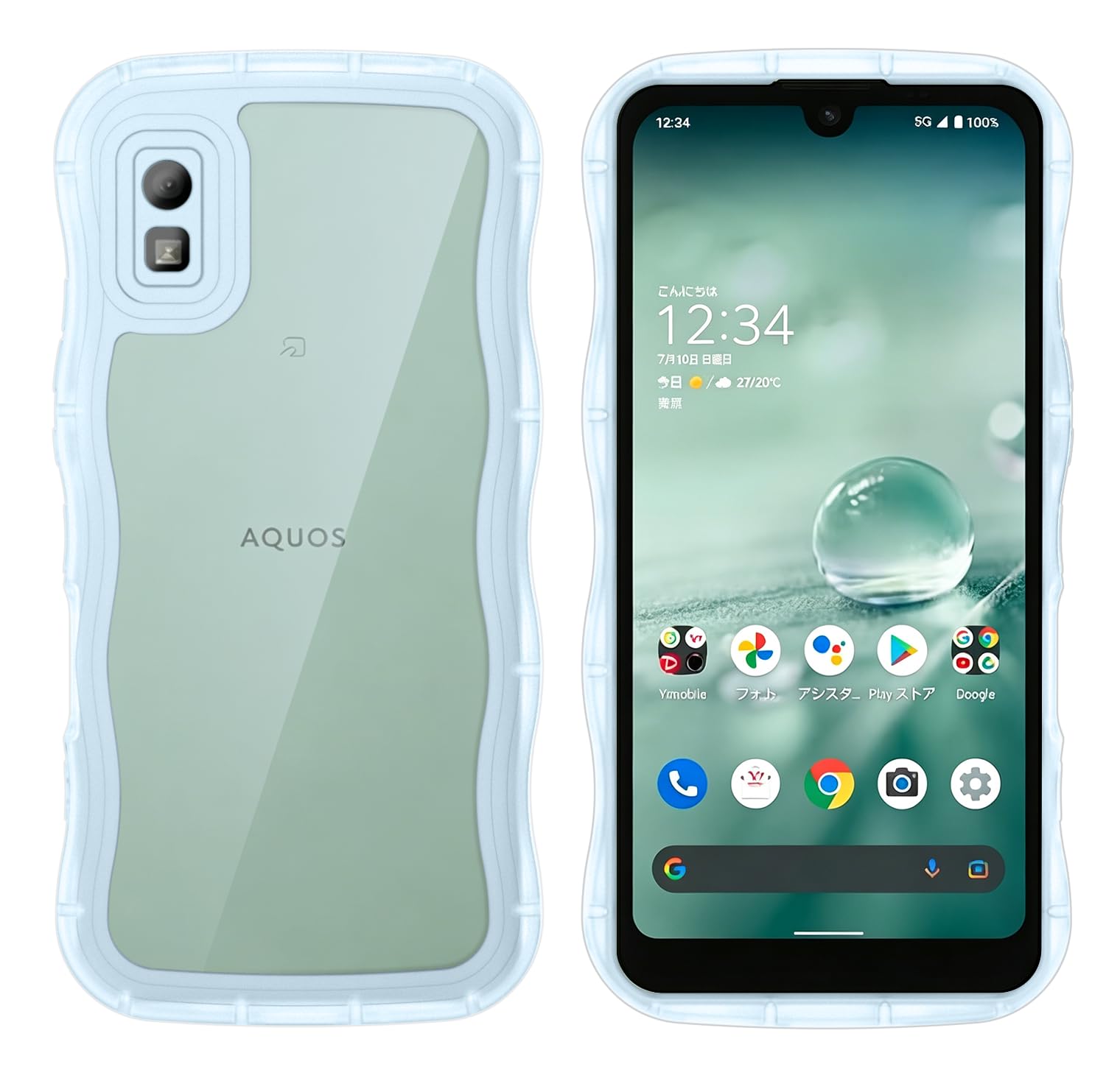 【Newnugds】AQUOS wish2/wish ケース 韓国 おしゃれ シンプル 波状エッジ AQUOS wish2 wish SH-51C SHG06 SH-M20 ソフト TPU うねうね 純透明 創意 超軽量 薄型 スマホケース 黄ばみなし 指紋防止 擦り傷防止 全面保護 衝撃吸収 ワイヤレス充電対応 ストラップホール付き(ブルー)