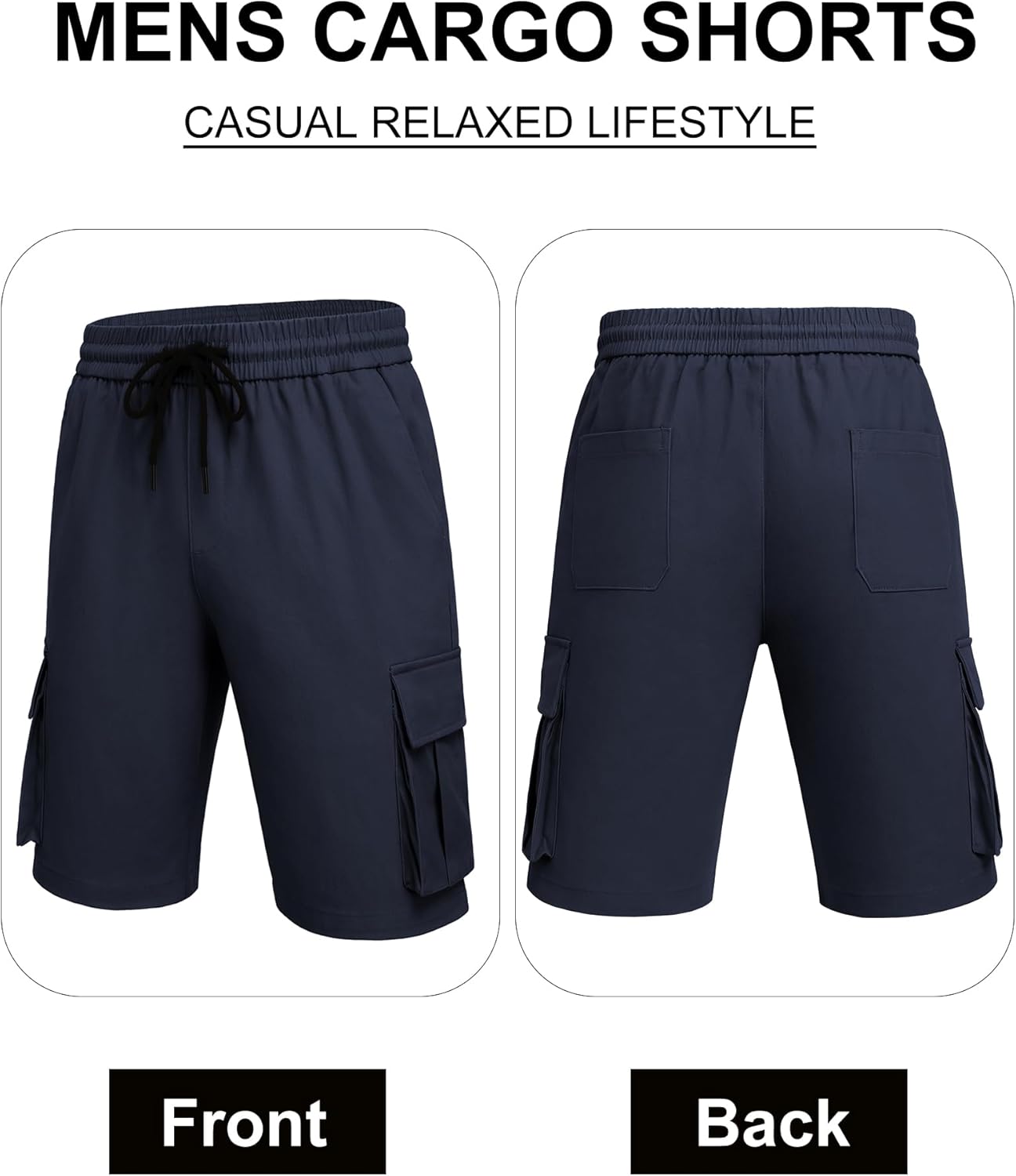 COOFANDY Men's Cargo Shorts Casual Cotton Drawstring Short Elastic Waist Work Shorts with Multi Pockets