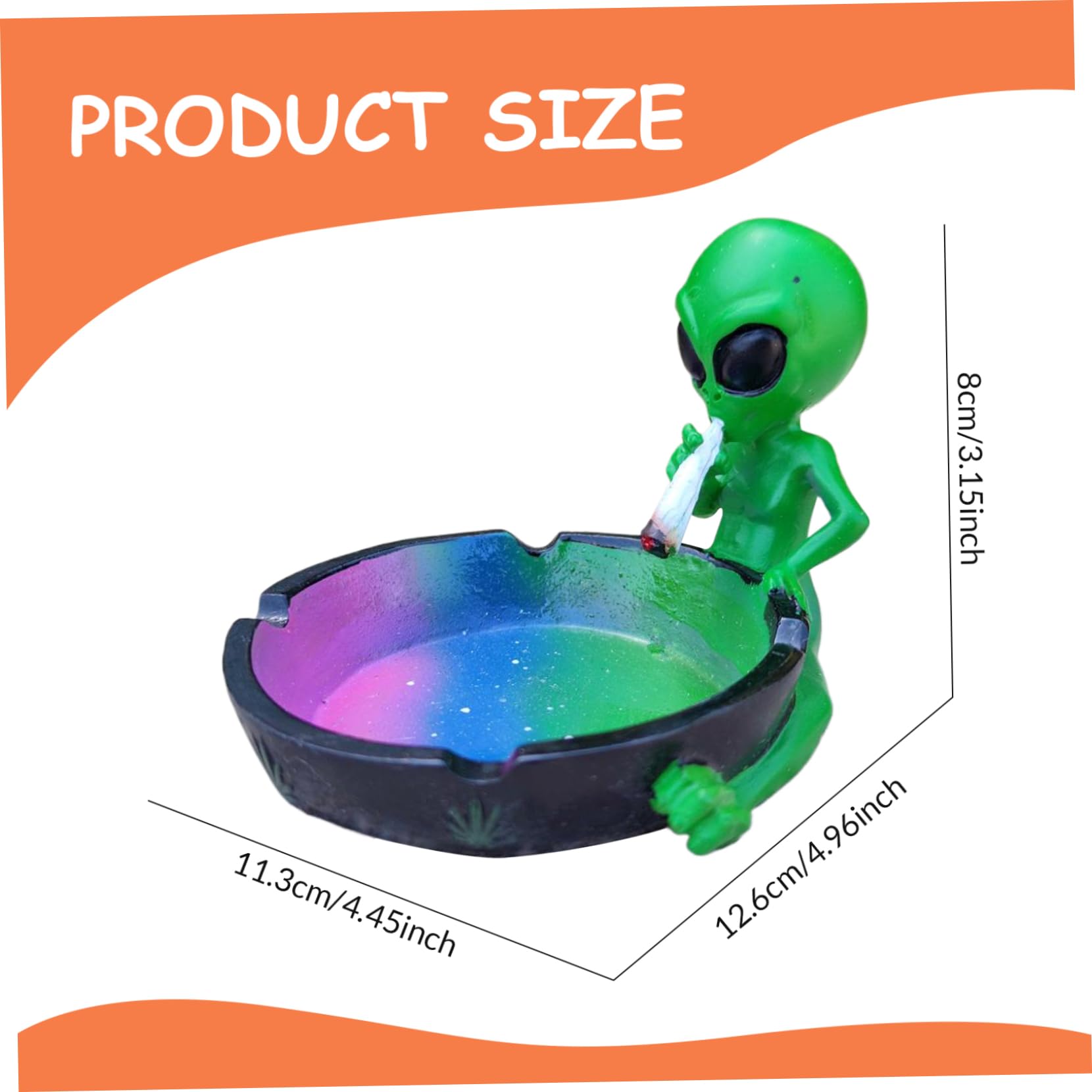 TRACLE DE Cendrier Extraterrestre Vert Drôle 4,9 Pouces – Plateau Résine Alien Fun Pour Herbe, Bureau Ou Salon