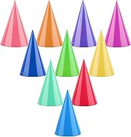 Hxezoc 10 Pack Mini Multicolor Paper Cone Party Hats for Kids, Pets & Stuffed Animals - Birthday Holiday Decor
