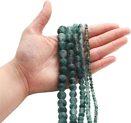 Miniatura 3 de Cuentas de piedra verde esmeralda mate natural de 0.472 pulgadas (0.472 in), cuentas redondas sueltas de jaspe para manualidades, pulseras,