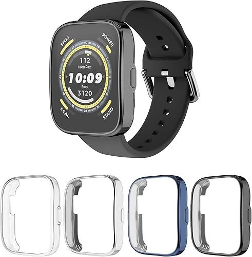 Miniatura 14 de Funda protectora de pantalla para Amazfit Bip 5 Smartwatch, paquete de 4 protectores de policarbonato duro, vidrio templado integrado para Amazfit