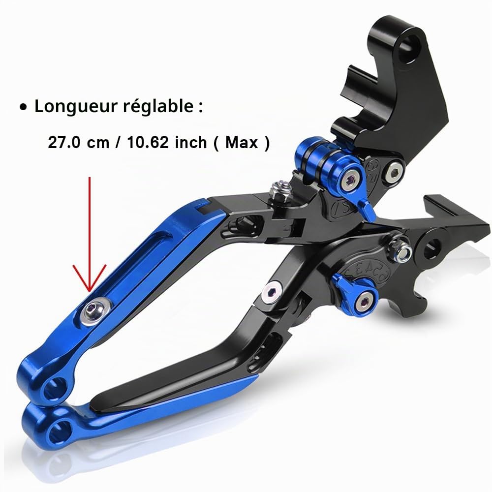 Moto Leviers d'embrayage de Frein CNC Ajustable pour Tracer 700/GT 2018-2020 Tracer 900/GT 2018-2020 Tracer 900 ABS 2015-2020 MT09 Tracer 2014-2020 Tracer 7 GT 2021+ (Noir+Bleu)