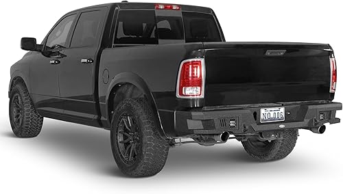 Miniatura 5 de Hooke Road Ram 1500 - Parachoques trasero Offroad con soporte de anillo en D y luces LED para camioneta Dodge Ram 1500 2009-2018