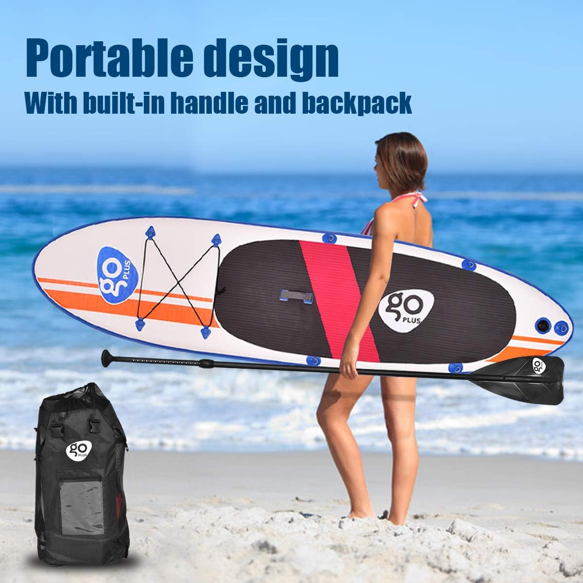 Goplus 10/11ft Inflatable Stand Up Paddle Board, 6 inch Thick Non-Slip Deck, with Free Premium SUP Accessories, Backpack, Adjustable Paddle, Dual-Action Pump, for Beginner and Professional