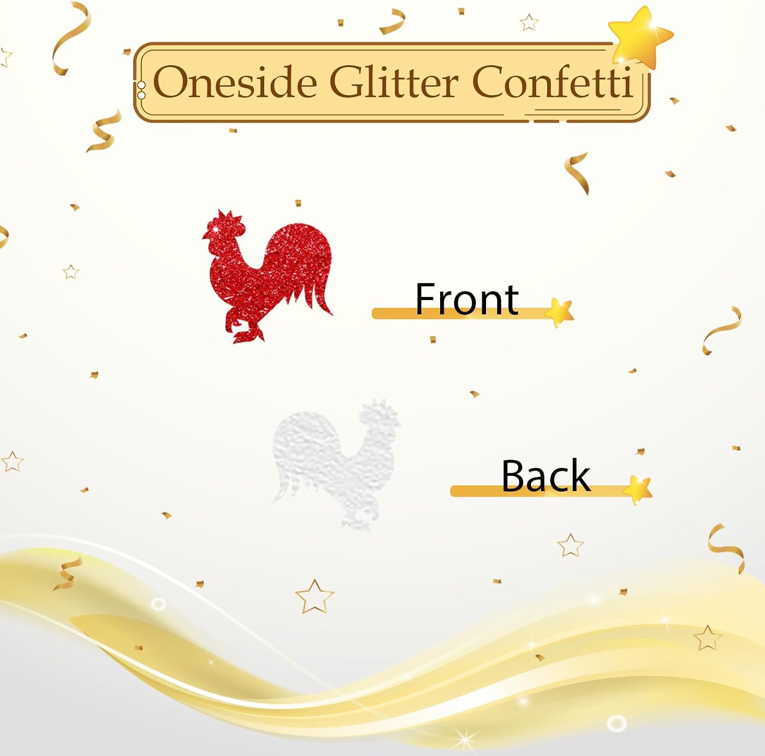 100pcs Rooster Confetti, Red Glitter Chick Table Confetti, Cock Paper Scatters for 1st Birthday Party, Farm Animal/Chick Theme Baby Shower Party Table Decoration