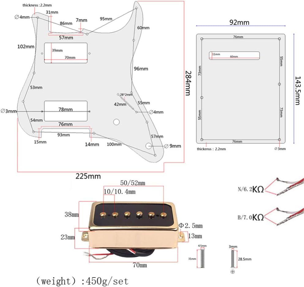Exceart Loaded Prewired Humbucker Pickguard Pickups Set with Pickups Cover for Electric Guitar Parts Accessories Bronze