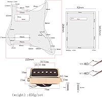 Vista 6 de Exceart Loaded - Juego de pastillas humbucker precableadas con cubierta de pastillas para guitarra eléctrica de 3 capas, accesorios bronce