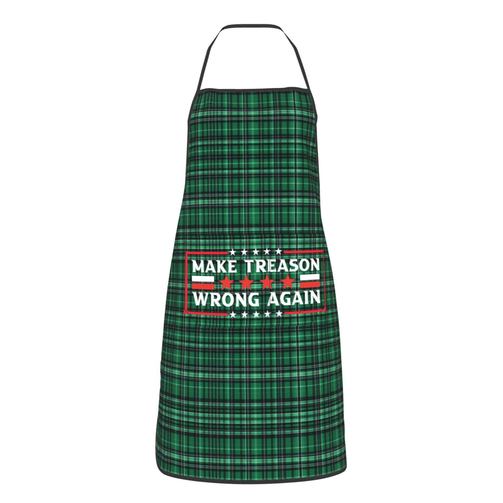 nopicsn Make Treason Wrong Again Apron for cooking with Pockets Women Men Kitchen Chef Funny Aprons