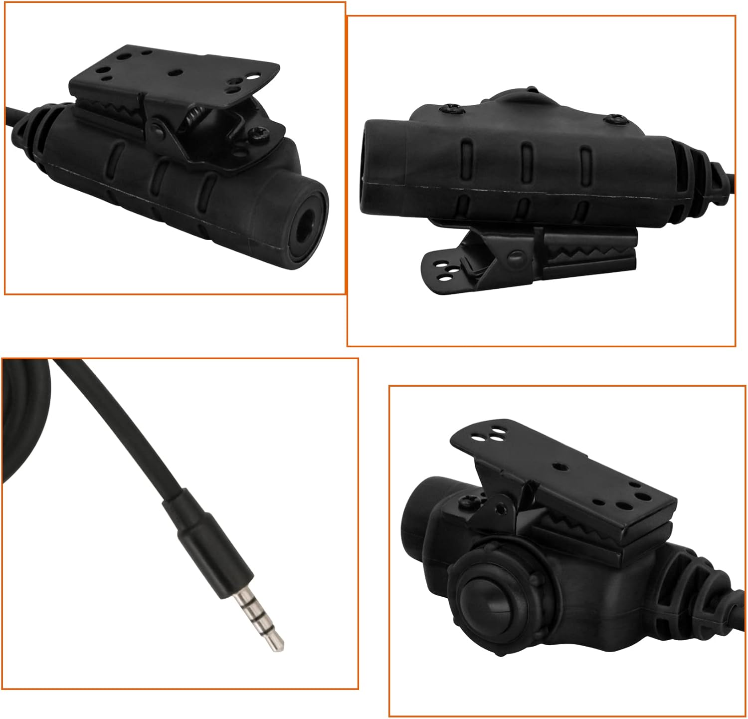 HEARFALCOM Tactical Headset Adapter U94 V2 PTT Push to Talk Tactical PTT Adapter 1Pin Phone Ptt with Standard 7.00mm Jack Compatible with Civilian Version Tactical Headset (BK 4)