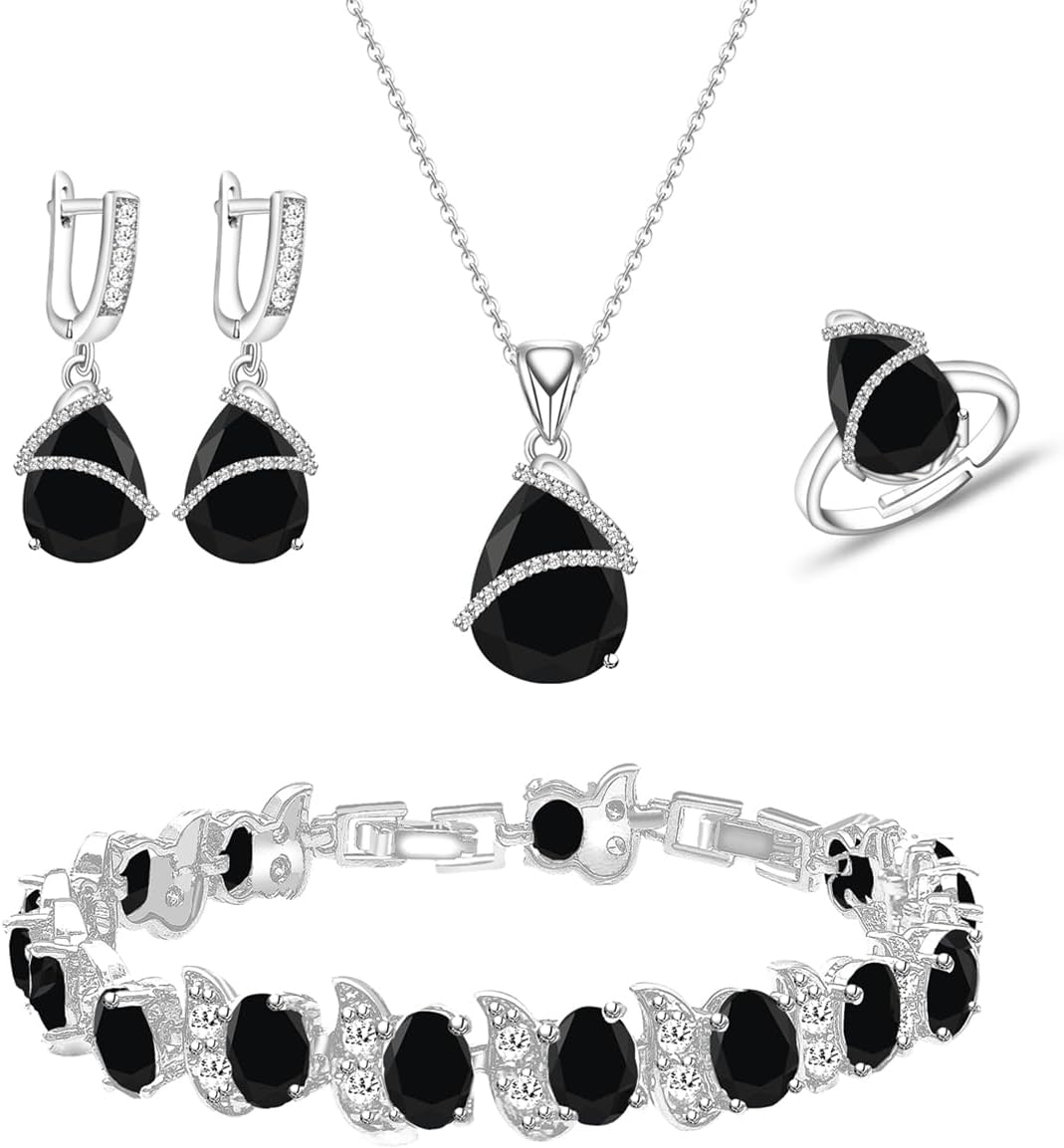 Wedding Jewelry Set for Women Gem Necklace Earrings Bracelet Luxury Jewelry Set Birthday Valentine's Day Mother's Day Christmas Prom Jewelry Gift