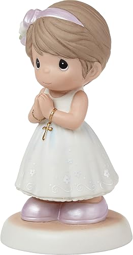 Miniatura 2 de Precious Moments Figura de comunión, bendiciones en tu primera comunión, niña de cabello moreno, recuerdo religioso para la fe católica y cristiana