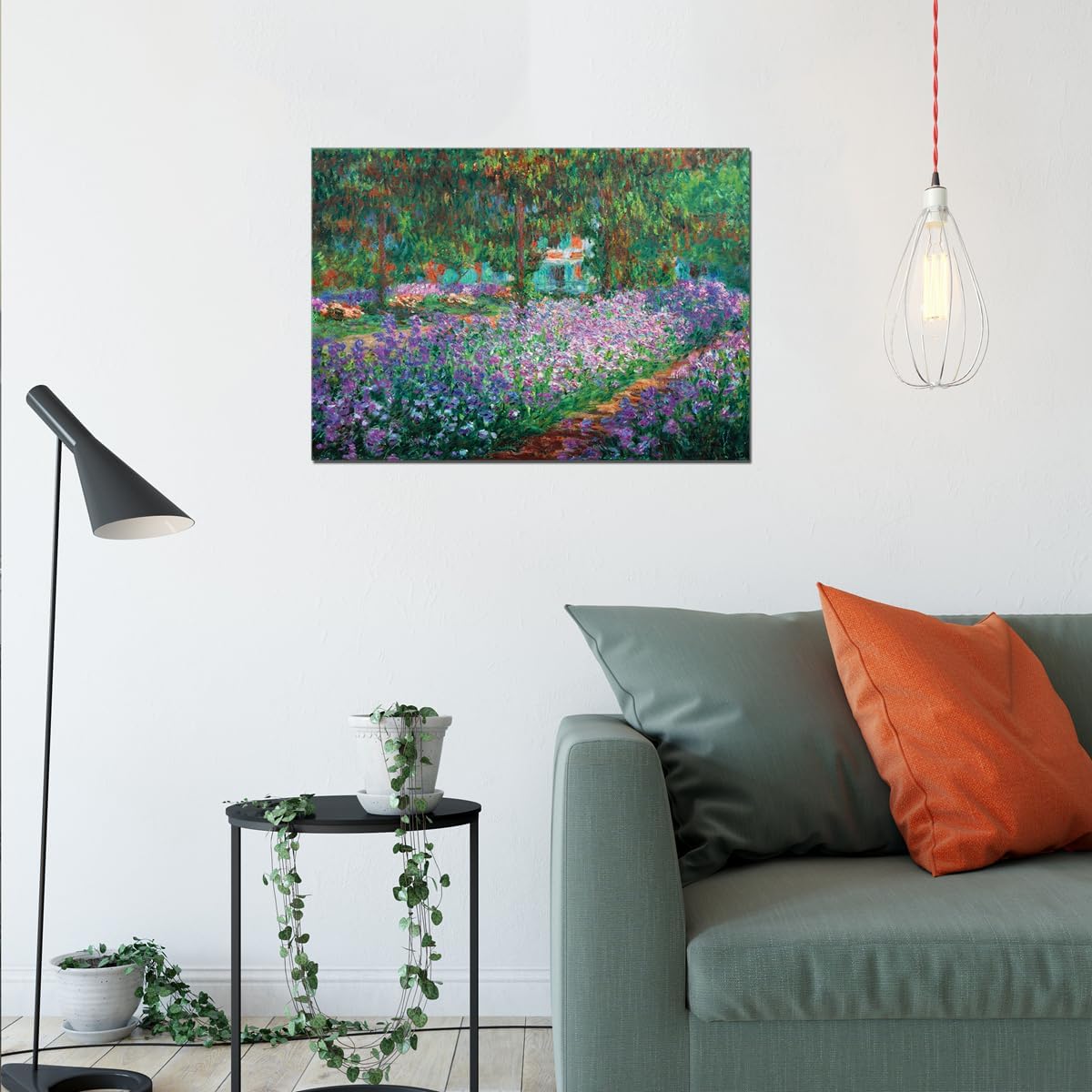 JXBYJP Purple Flowers Famous Painting Canvas Wall Art for Farmhouse Bedroom Irises in Monet's Garden by Claude Monet Pictures Canvas Print Home Office Decor Frame 16x24inch