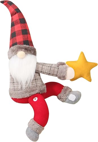 Miniatura 7 de Decoración para árbol de Navidad, gnomos para árbol de Navidad, hecho a mano, enano grande de felpa decorado con sombreros de estrellas rojas a