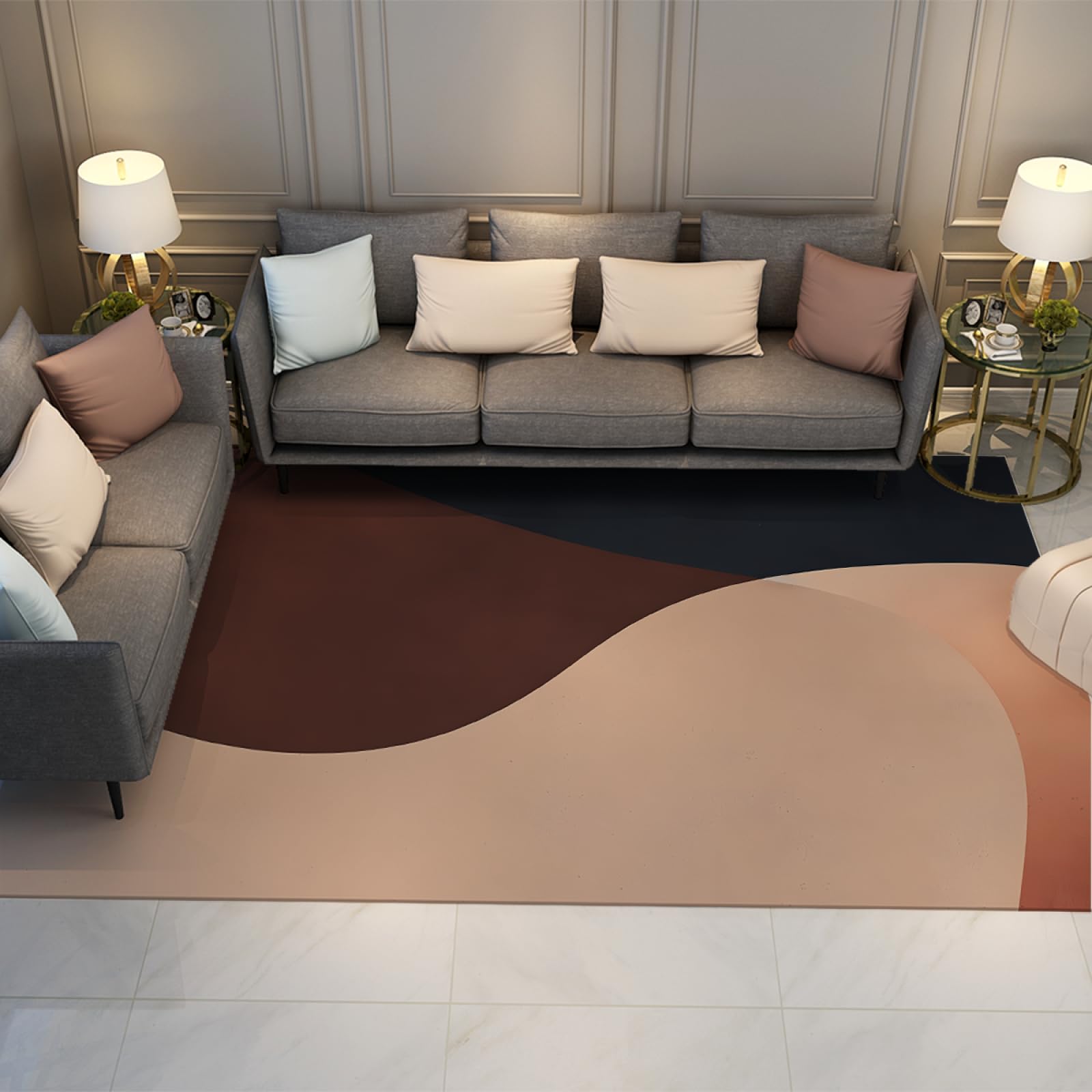 Tapis de salon marron géométrique abstrait moderne pour sublimer votre chambre cosy