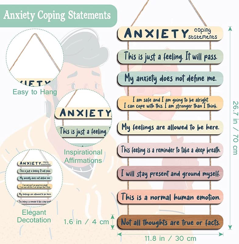 Image of Proxoto Anxiety Wooden Wall Hanging | Hanger for HomeDecor |Art | Gifts | Office | Wooden Home Decor Items|Decoration | Pack of 1 (Multicolor)