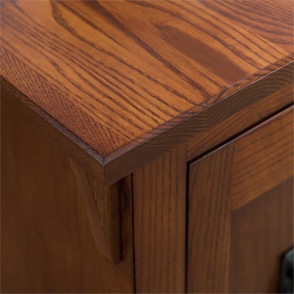 BOWERY HILL Mission Wood Cabinet End Table, 24" H x 15" W x 24" D, Brown/Russet Finish, Solid Ash Top with Oak Veneers, 1 Shelf Storage Behind Door, Elegant Canted Design for Living Room or Apartment