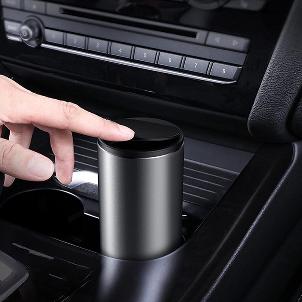 liuzz 500 ml Alu Auto Mülleimer Auto Organizer Aufbewahrungstasche Auto Mülltonne Aschenbecher Staubkofferhalter Auto Zubehör-Schwarz