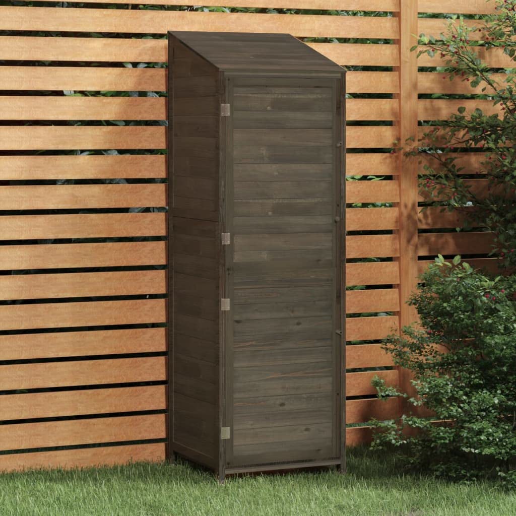 Caseta para herramientas, 55 x 52 x 174,5 cm, madera maciza de abeto con espacio de almacenamiento, marco de madera y soporte de pared para herramientas, cortacésped, bicicleta