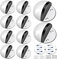 Vista 1 de Paquete de 10 topes de puerta autoadhesivos para piso, color blanco, sin taladro, con parachoques de puerta de goma, tope de puerta montado