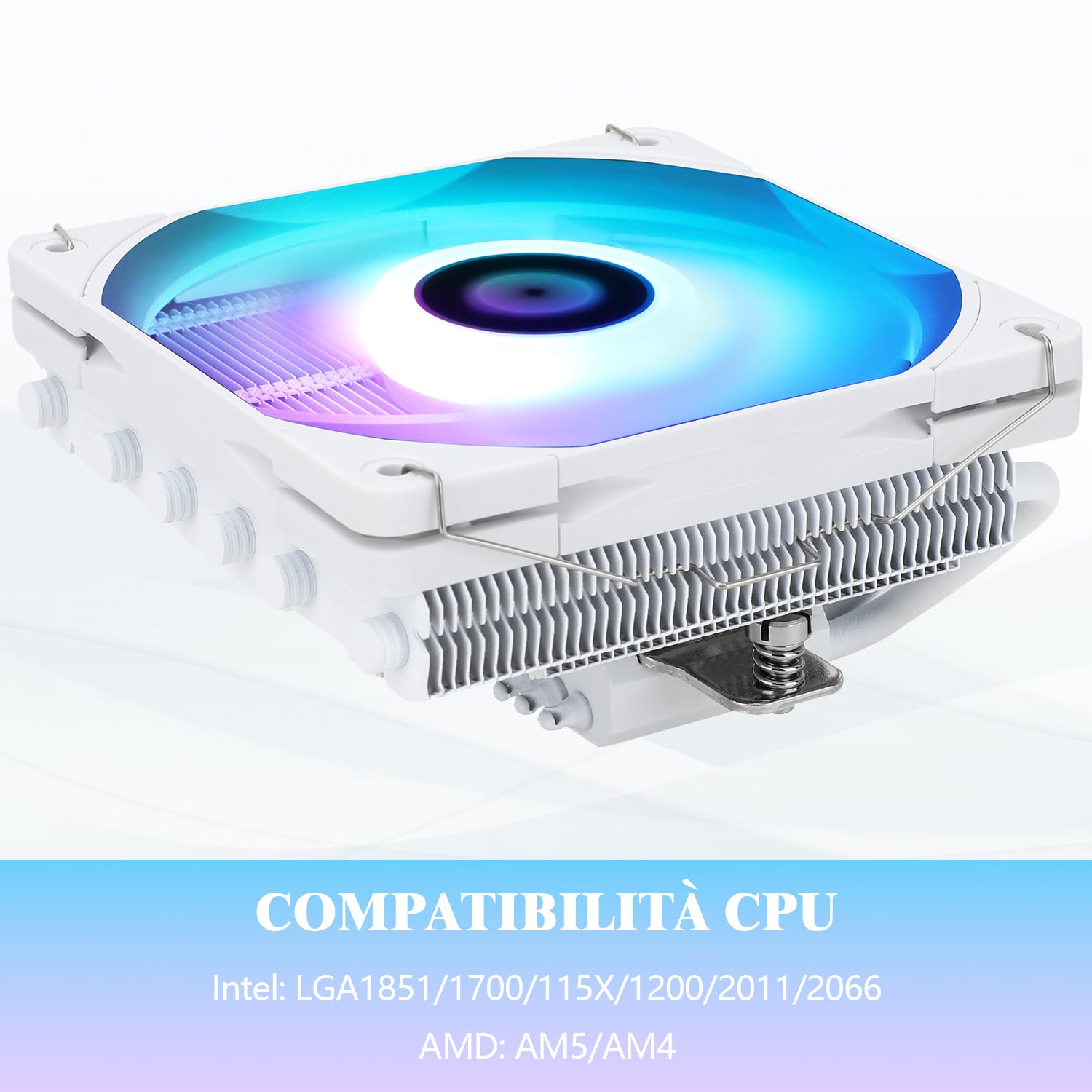 TR AXP120-X67 White ARGB Niskoprofilowy wentylator procesora PWM TL-C12015W-S 120 mm, 6 rur cieplnych, wysokość 67 mm, do AMD AM4 AM5/Intel