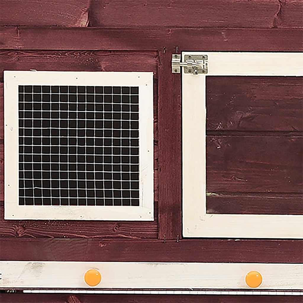 Conejera de madera maciza de abeto, 140 x 63 x 120 cm, recinto para animales pequeños de dos pisos con techo protector, rampa antideslizante y cajón extraíble para conejos, cobayas, hámsters