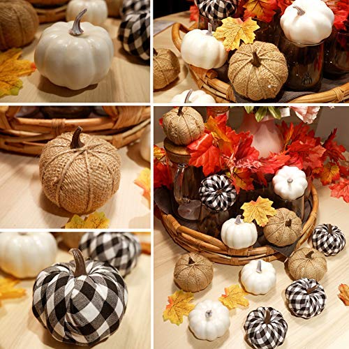 image for Ticlooc 12pcs Mixed Artificial Pumpkins Fake Harvest Pumpkins for Fall