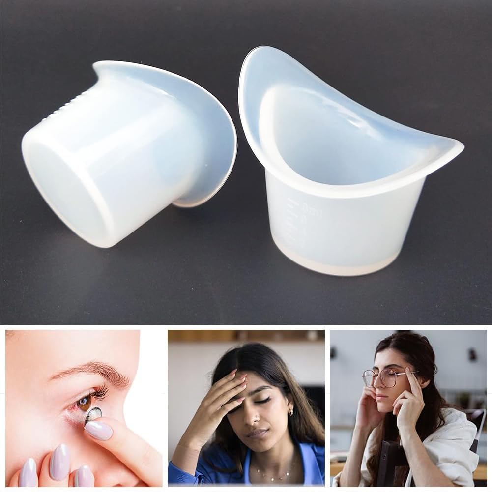 Tazza da Bagno in Silicone per Occhi Portatile - Morbida e Riutilizzabile per Lavaggio Oculare, Non Sterile, 8ml, 4 Pezzi