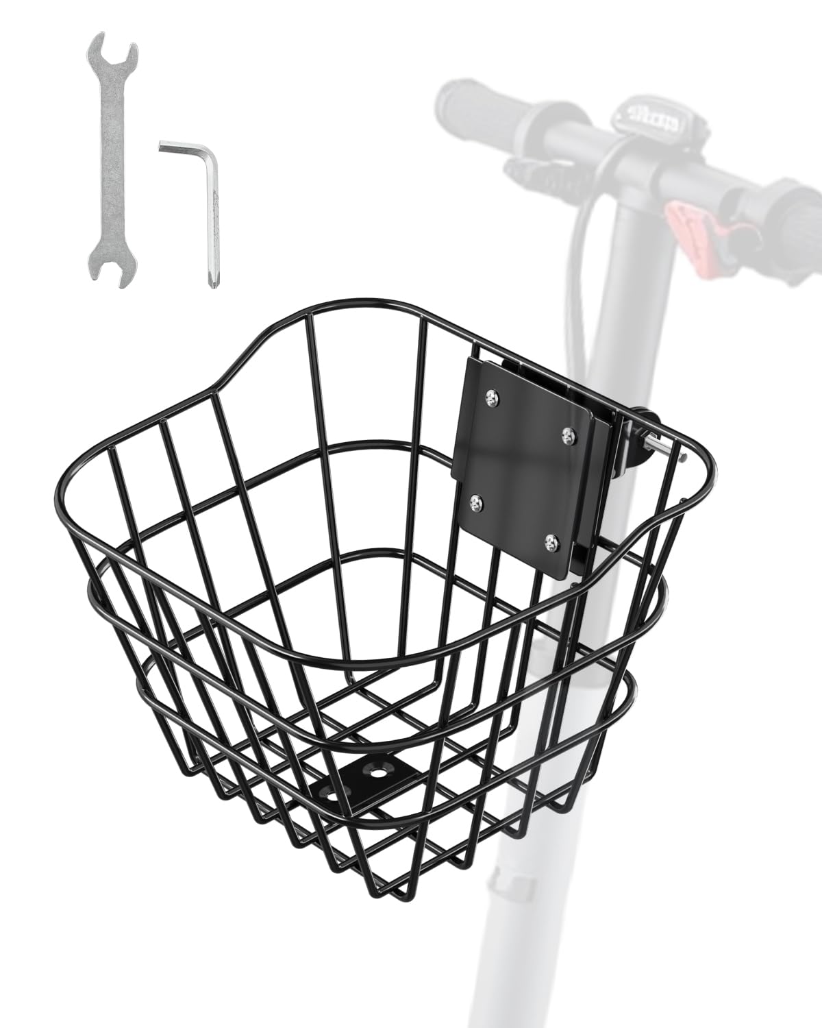 VEVOR Cestino Anteriore per Bici Monopattino Elettrico, Accessori con Staffa Fissa e Portata 9 kg, Cestino in Acciaio Solido per Trasportare Animali Frutta Alimentari, 245 x 215 x 180 mm