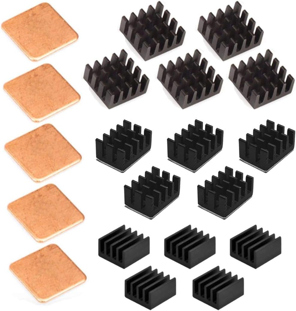 20pcs Raspberry Pi 4 Heatsink Kit Aluminum + Copper + 3M 8810 Thermal Conductive Adhesive Tape for Cooling Raspberry Pi 4 B, Raspberry Pi 3 B+